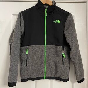 The North Face Kids Fleece Jacket - Black and Gray with Green Zipper
